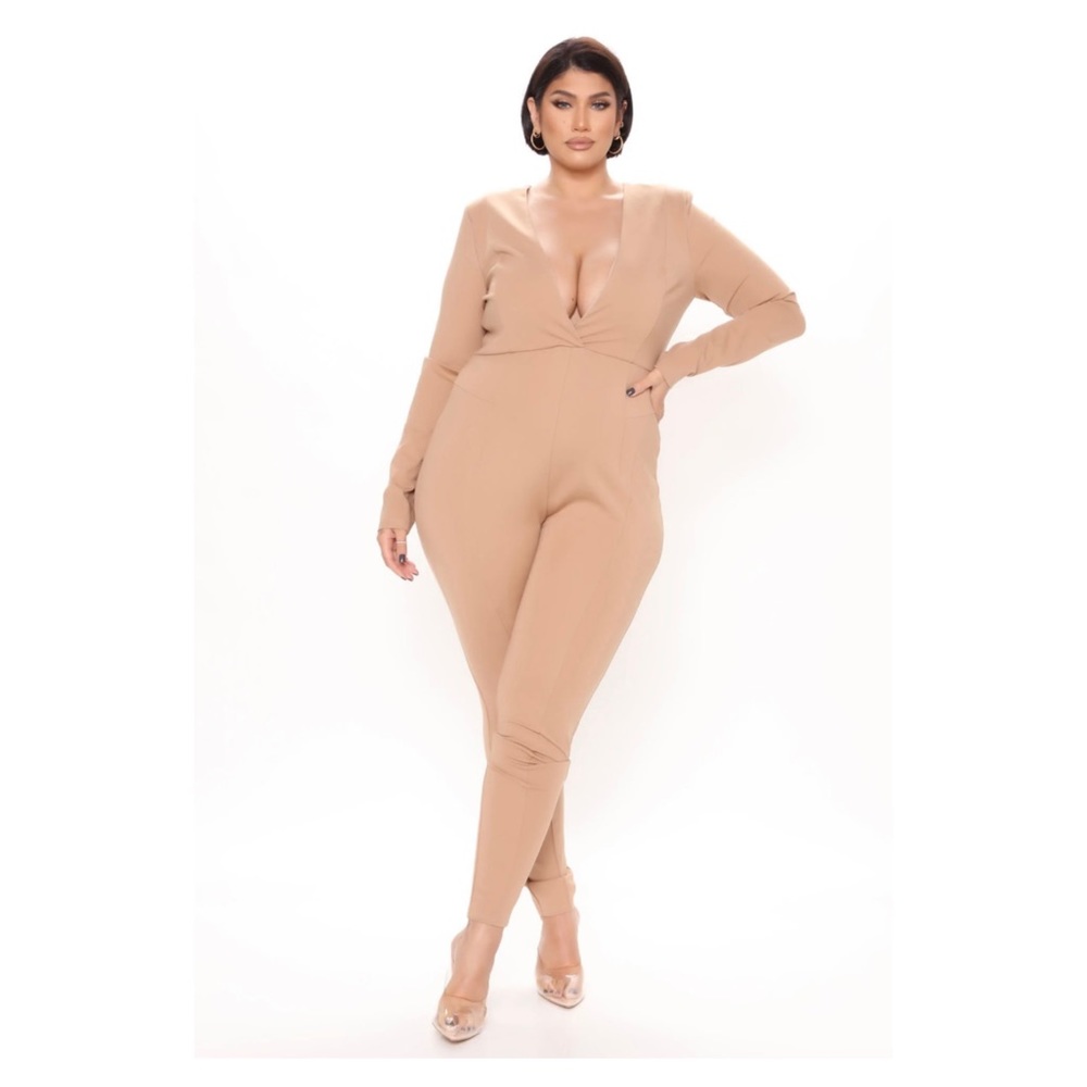 Let’s Work It Out Jumpsuit (Taupe) - Fashion Nova (2X)